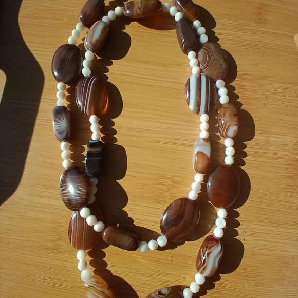 Jay King DTR mine finds stripped Agate and MOP 36 inch necklace 925 - Picture 10 of 13